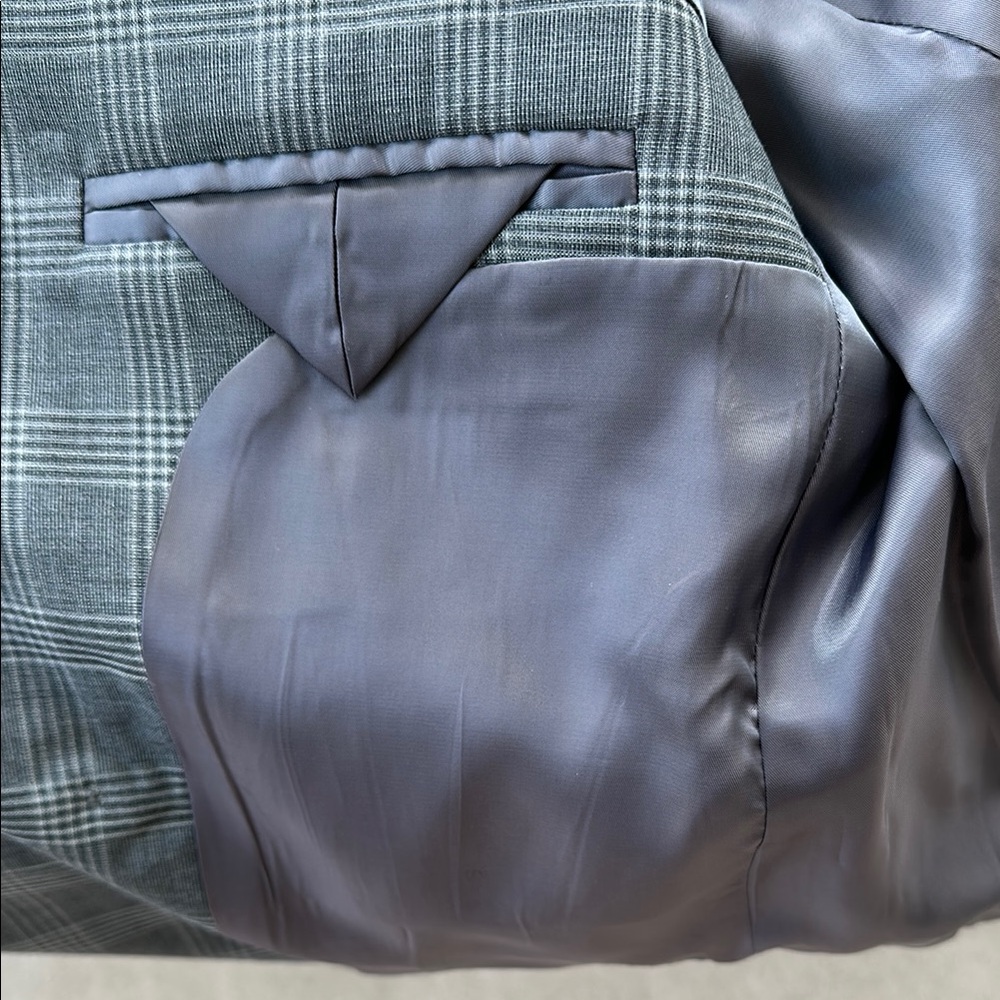 Checked Double-Breasted Gray Blazer - image 5